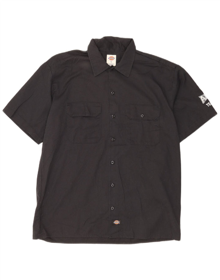 DICKIES Ανδρικό κοντομάνικο γραφικό πουκάμισο μεγάλο μαύρο βαμβακερό