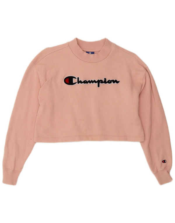 CHAMPION Γυναικεία Crop Graphic Φούτερ Jumper UK 10 Small Pink