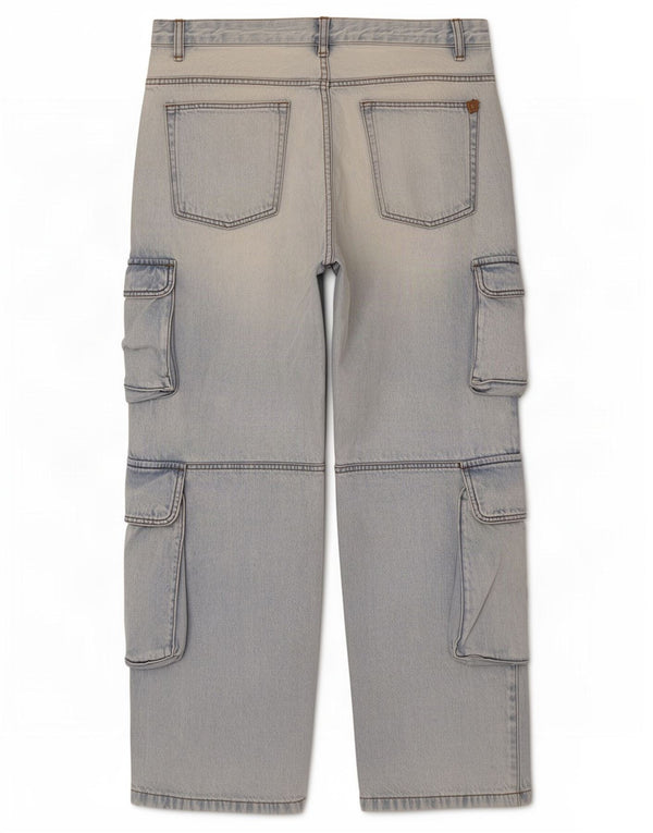 Zara Mens Cargo Straight Jeans EU 46 XL W36 L32 Μπλε βαμβακερό