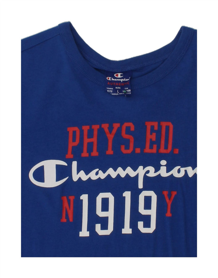 CHAMPION Boys Authentic Graphic T-Shirt Top 11-12 Years Large Blue Cotton | Vintage Champion | Thrift | Second-Hand Champion | Used Clothing | Messina Hembry 