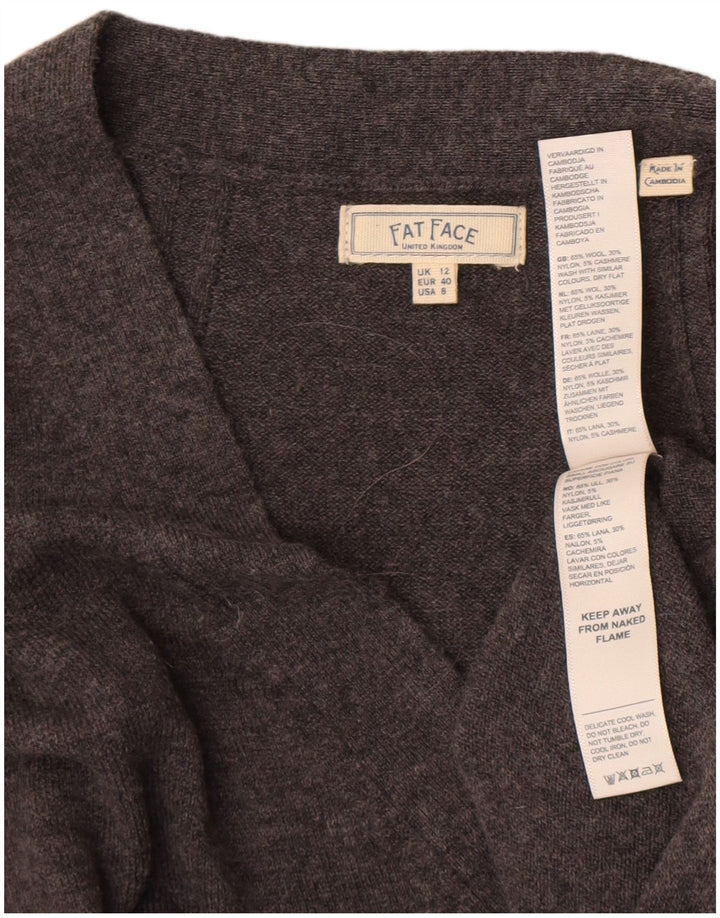 Γυναικείο πουλόβερ με λαιμόκοψη με λαιμόκοψη μεγάλου μεγέθους UK 12 μεσαίο γκρι μαλλί