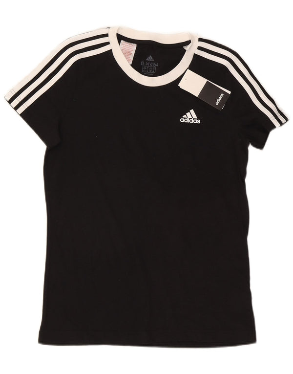 Adidas Boys T-Shirt Top 13-14 ετών Μαύρο βαμβακερό
