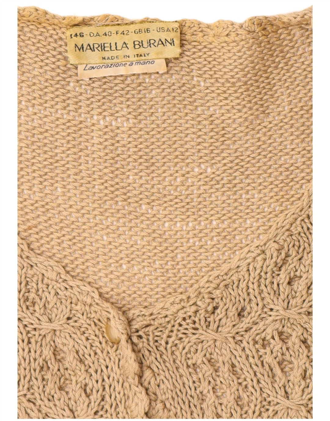 MARIELLA BURANI Γυναικείο κοντομάνικο ζακέτα UK 16 μεγάλο μπεζ