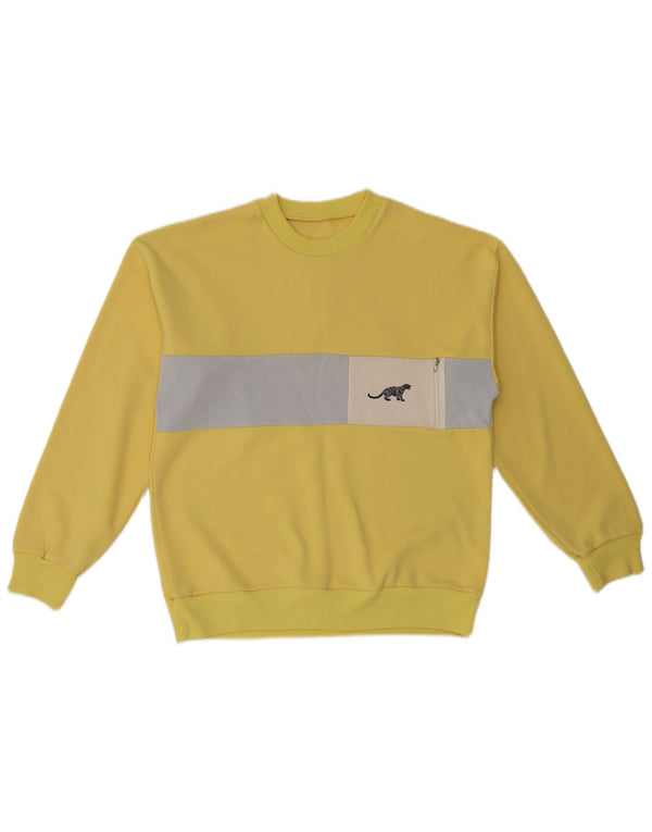 Vintage ανδρικό φούτερ Jumper Small Yellow Colourblock