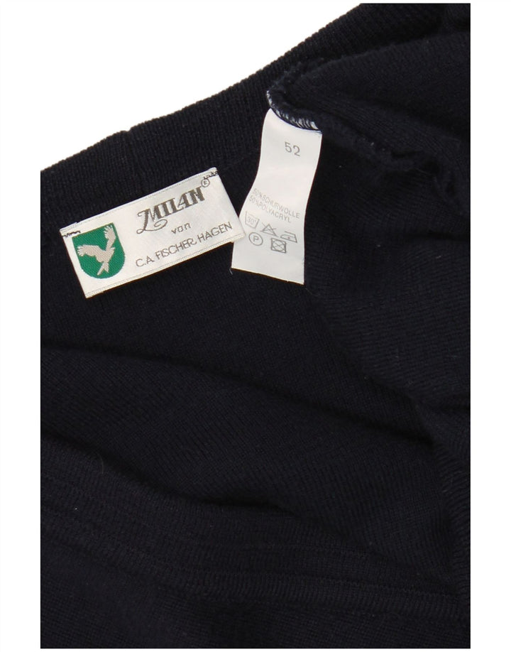Milan Ανδρικό πουλόβερ ζακέτα EU 52 Large Navy Blue Virgin Wool