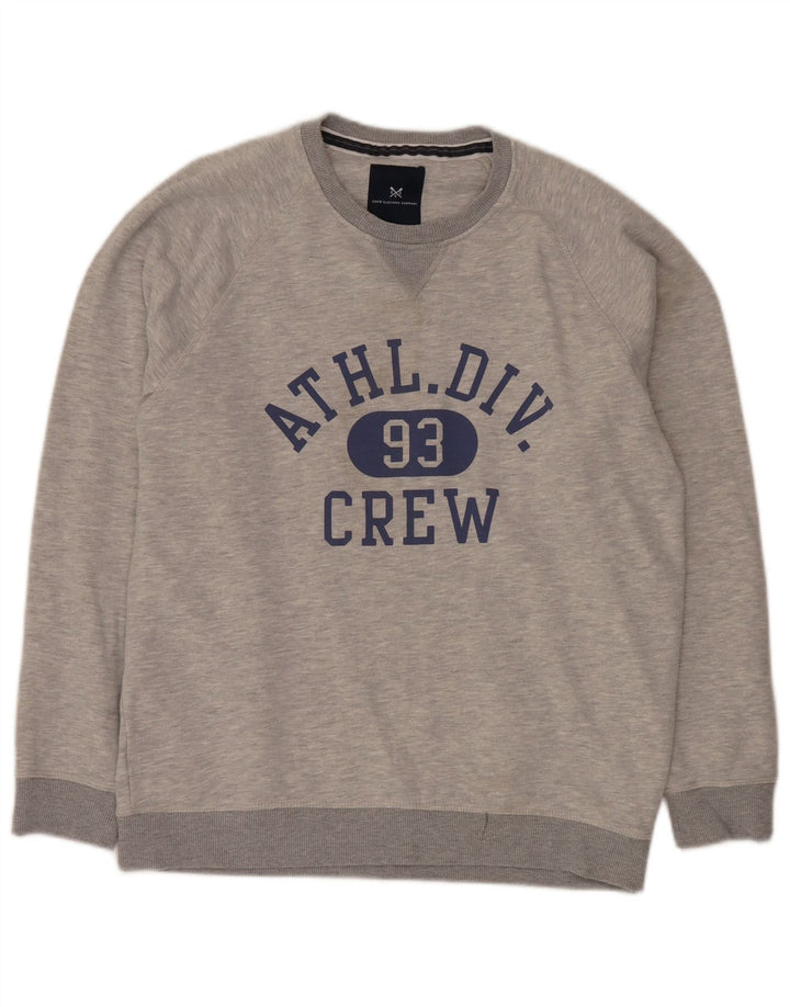 Crew Clothing Ανδρικό γραφικό φούτερ Jumper Μεγάλο γκρι βαμβακερό