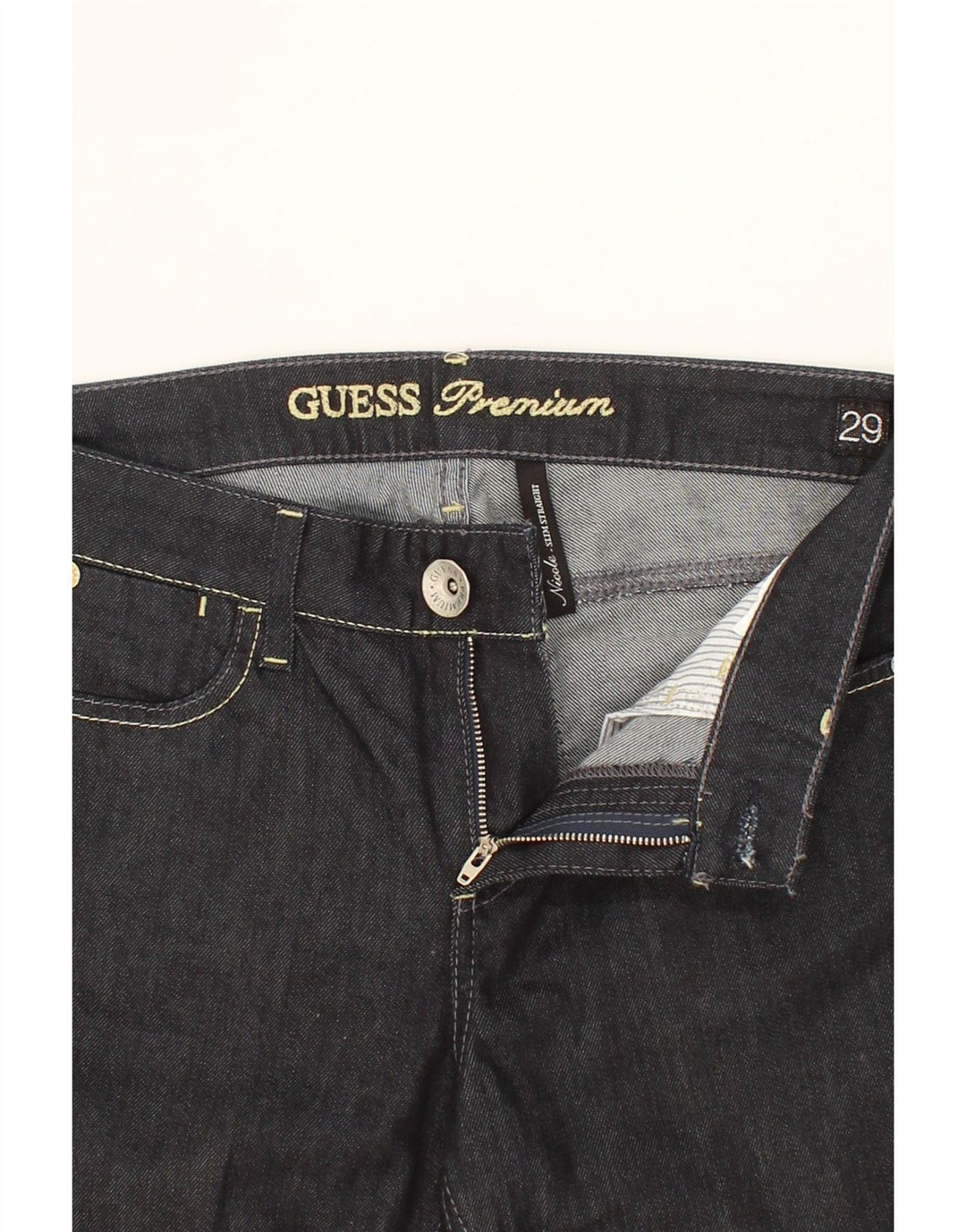 GUESS Womens Nicole Slim Straight Jeans W29 L24 Black Vintage Guess and Second-Hand Guess from Messina Hembry 