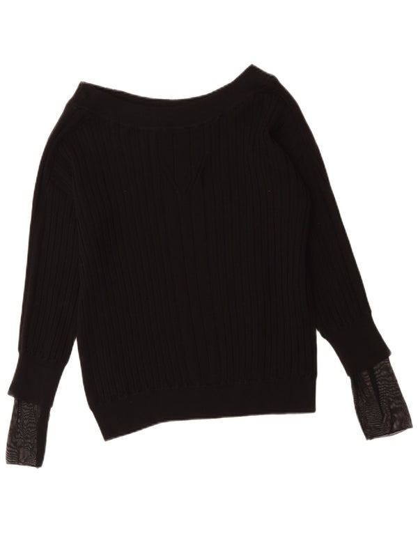 PATRIZIA PEPE Γυναικείο πουλόβερ με λαιμόκαυστο UK 14 μεσαίο μαύρο βαμβακερό