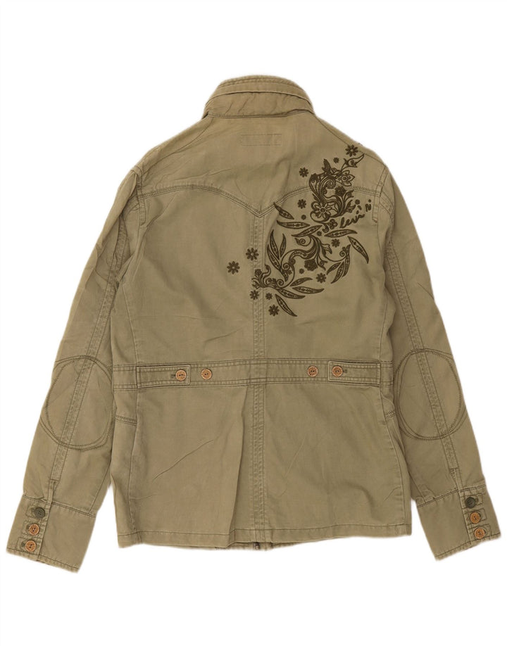 Levi's Womens Graphic Hooded Utility Jacket UK 16 Large Khaki Cotton