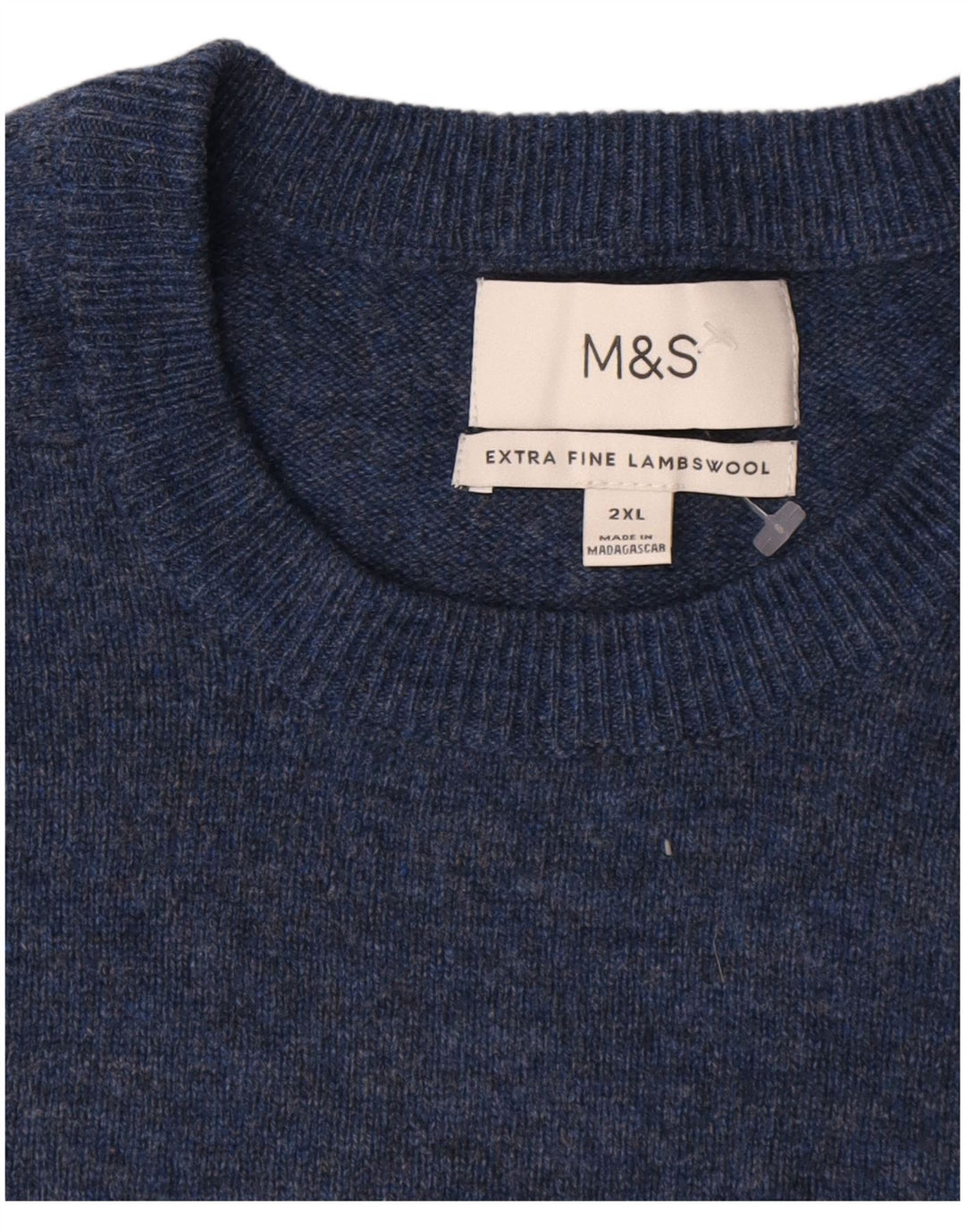 Marks & Spencer Ανδρικό πουλόβερ με λαιμόκοψη 2XL Navy Blue Flecked