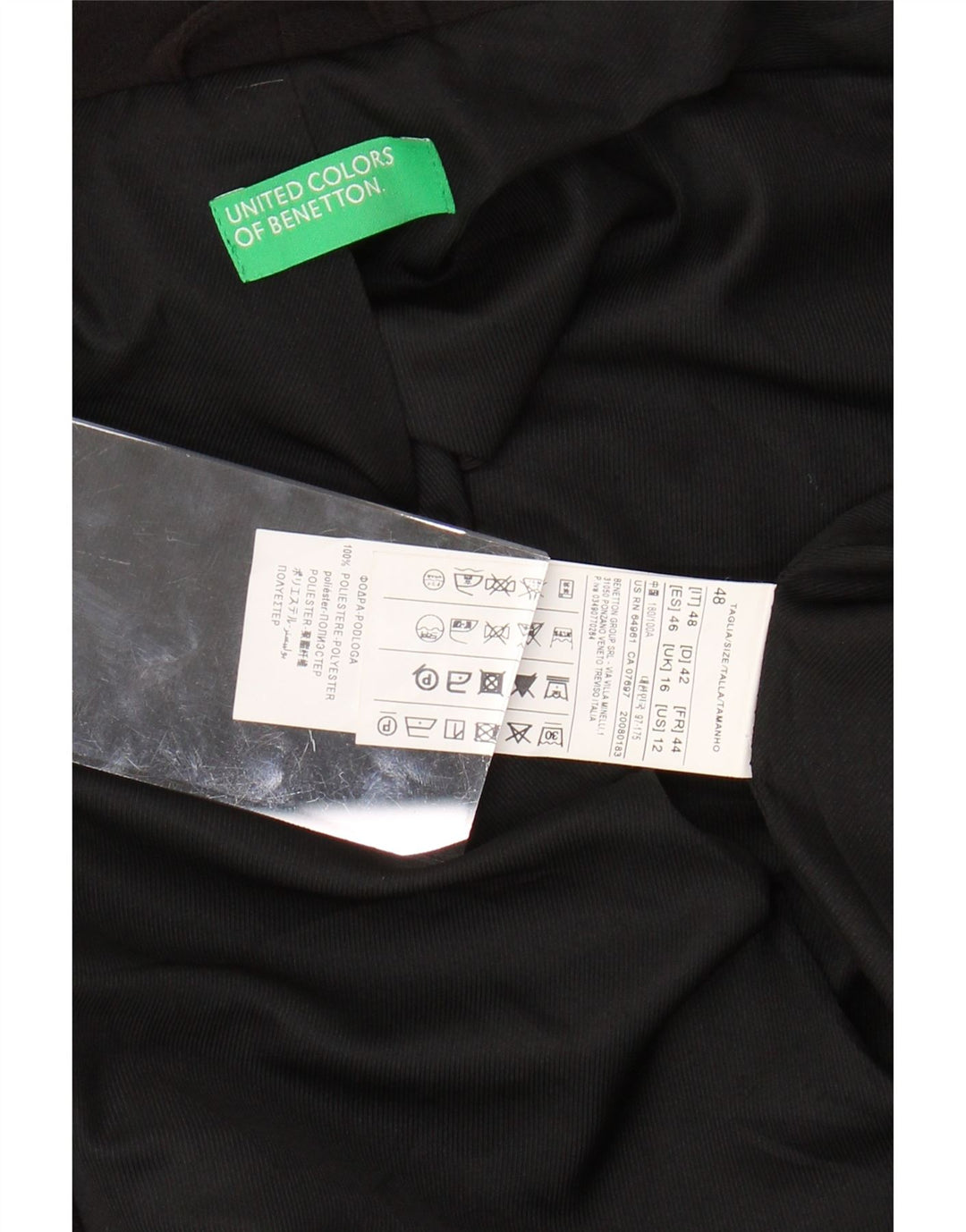 BENETTON Γυναικείο μπουφάν Bolero UK 16 μεγάλο μαύρο πολυεστέρα