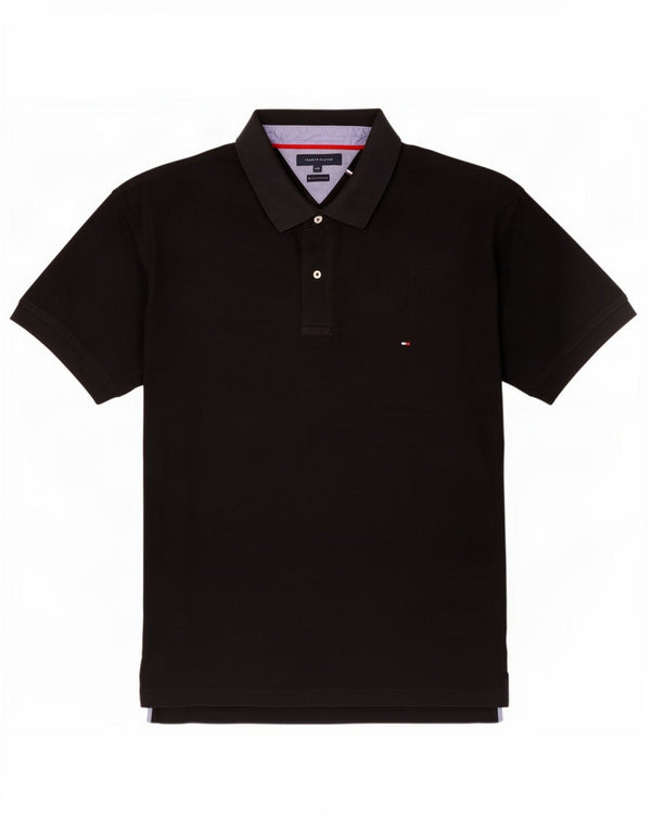 Ανδρικό μπλουζάκι πόλο Tommy Hilfiger 4XL μαύρο βαμβακερό