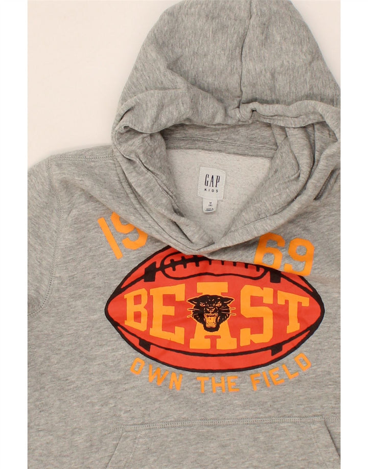 GAP Boys Graphic Hoodie Jumper 7-8 Years Medium Grey Vintage Gap and Second-Hand Gap from Messina Hembry 