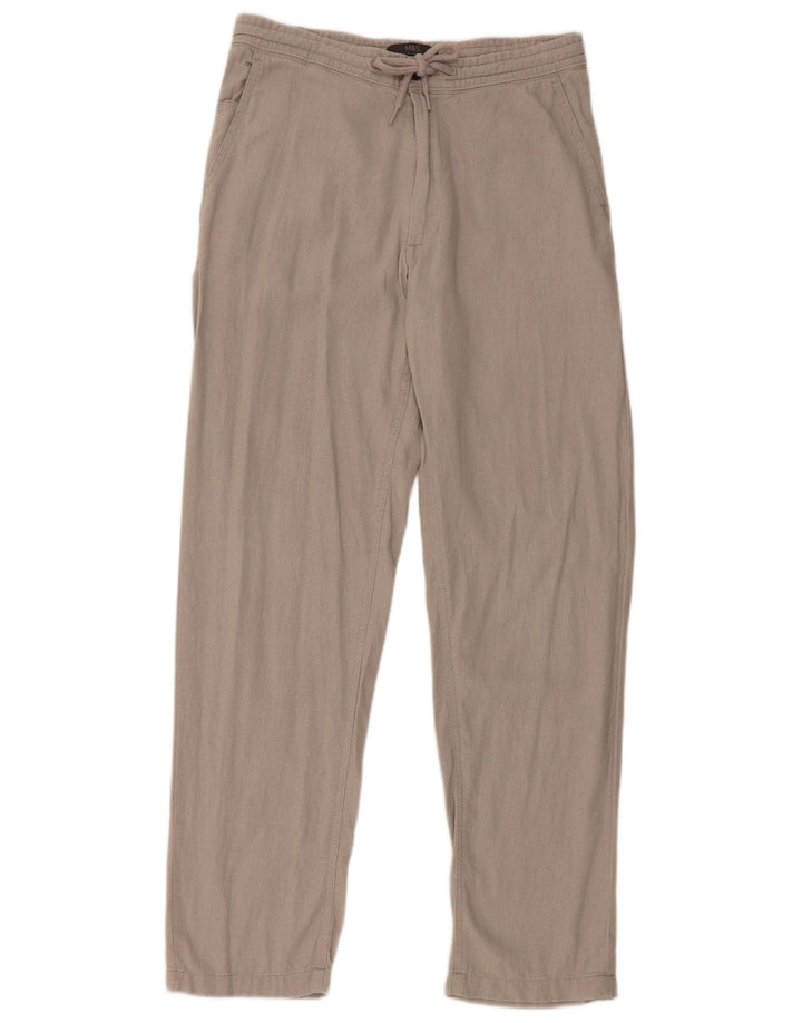 Marks & Spencer Γυναικείο κανονικό ίσιο παντελόνι Chino W30 L31 Γκρι λινό