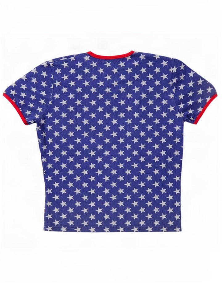 Γυναικείο μπλουζάκι Gas Abstract Pattern Top UK 14 μεσαίο μπλε βαμβακερό
