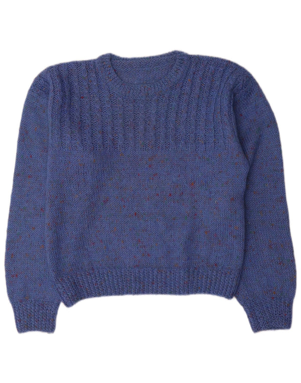 Vintage γυναικείο πουλόβερ με λαιμόκαυστο UK 14 Medium Blue Flecked