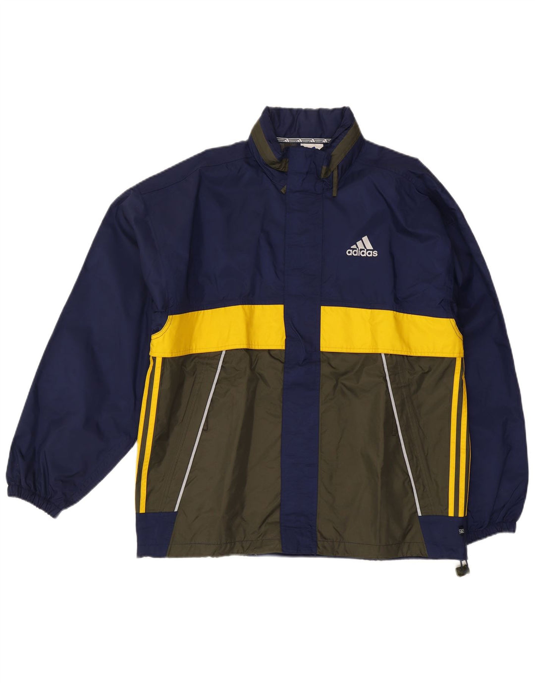 Ανδρικό μπουφάν βροχής με κουκούλα Adidas UK 40/42 Medium Navy Blue Colourblock