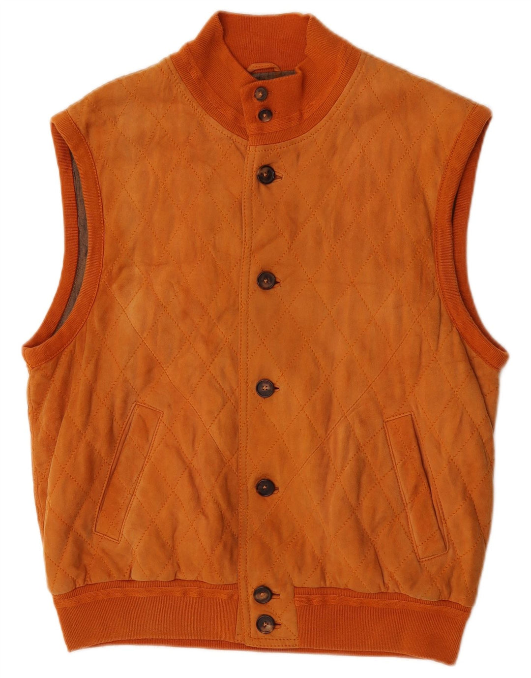 Mila Schon Mens Quilted Gilet UK 38 Medium Orange