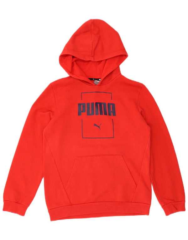 Puma Boys Graphic Hoodie Jumper 13-14 Years Red Polyester
