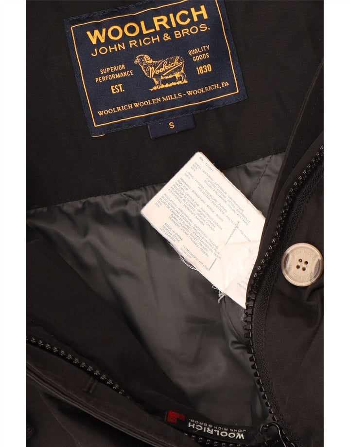 Woolrich Γυναικείο παλτό με κουκούλα UK 10 Small μαύρο βαμβακερό