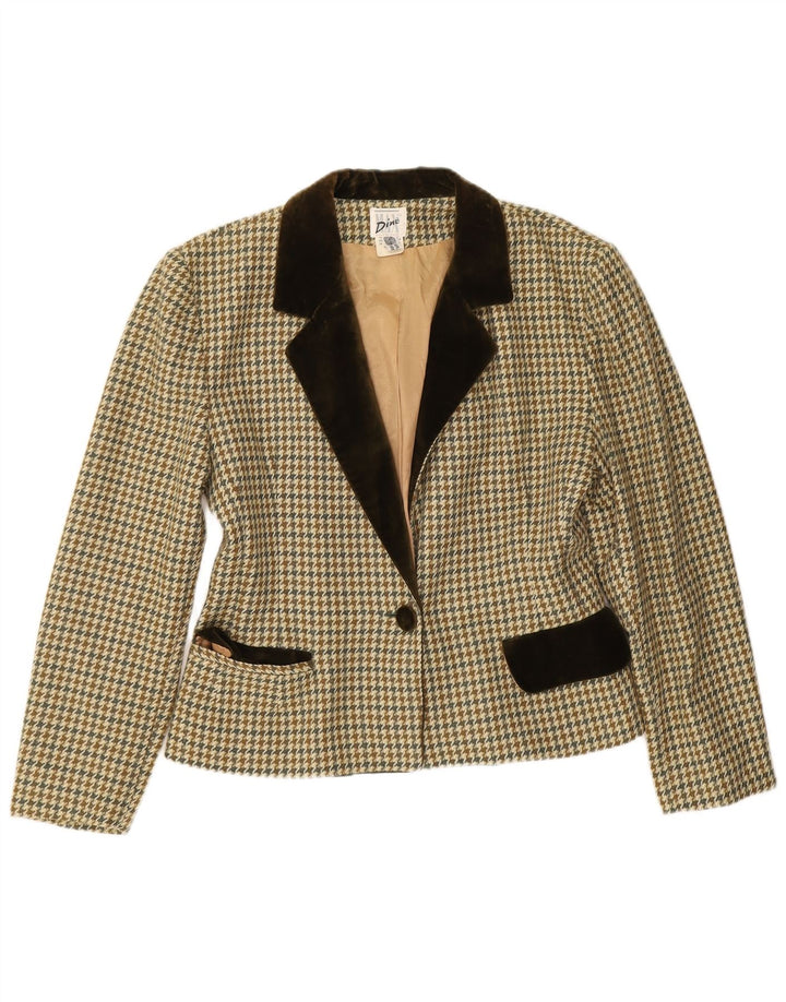 Vintage γυναικείο σακάκι σακάκι με 1 κουμπί EU 38 Medium Beige Houndstooth