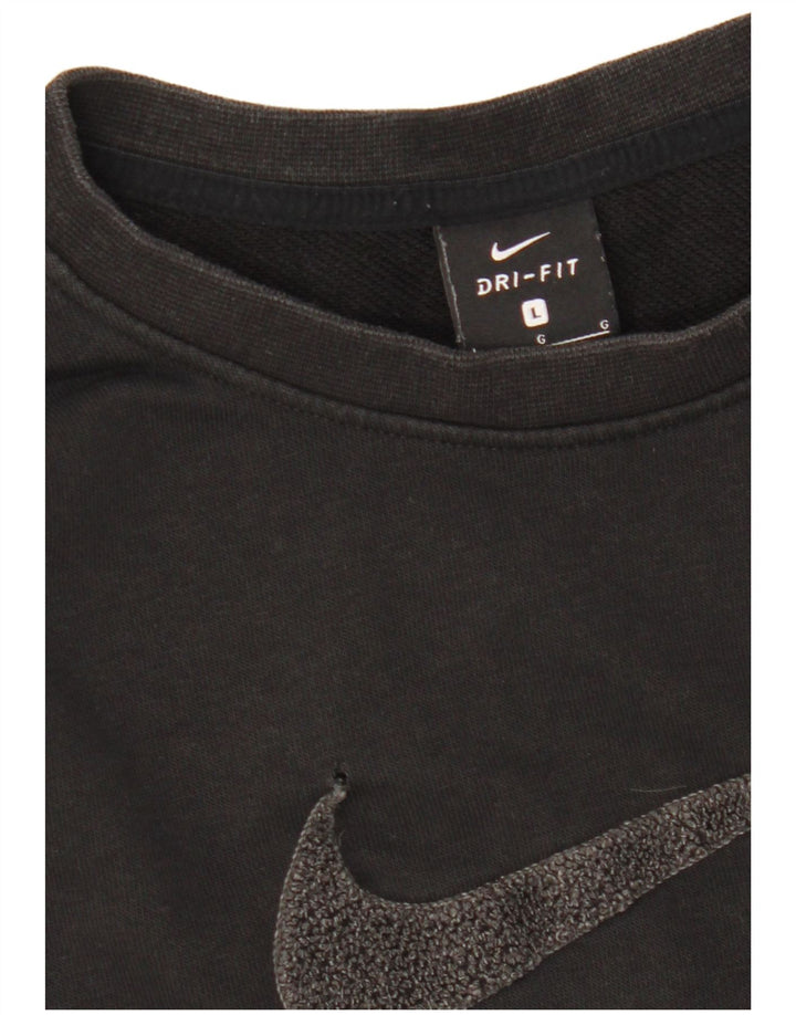 Γυναικείο φούτερ Nike Crop γραφικό υπερμεγέθη Jumper UK 16 Large μαύρο