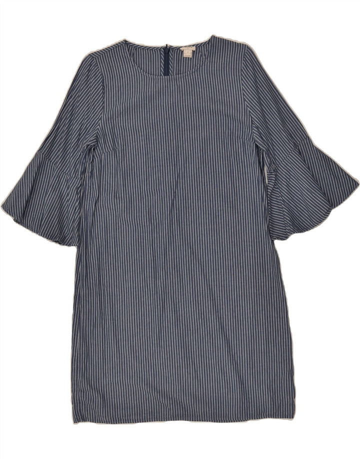 J. CREW Womens 3/4 Sleeve Shift Dress US 6 Medium Navy Blue Pinstripe | Vintage J. Crew | Thrift | Second-Hand J. Crew | Used Clothing | Messina Hembry 