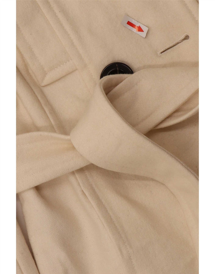 Zara Γυναικείο παλτό μπιζελιού UK 12 Μαλλί με μεσαίο ανοιχτό λευκό