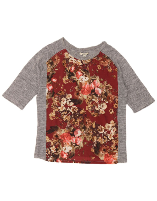 Zara Γυναικείο Trafaluc Top 3/4 μανίκι UK 12 Medium Grey Floral