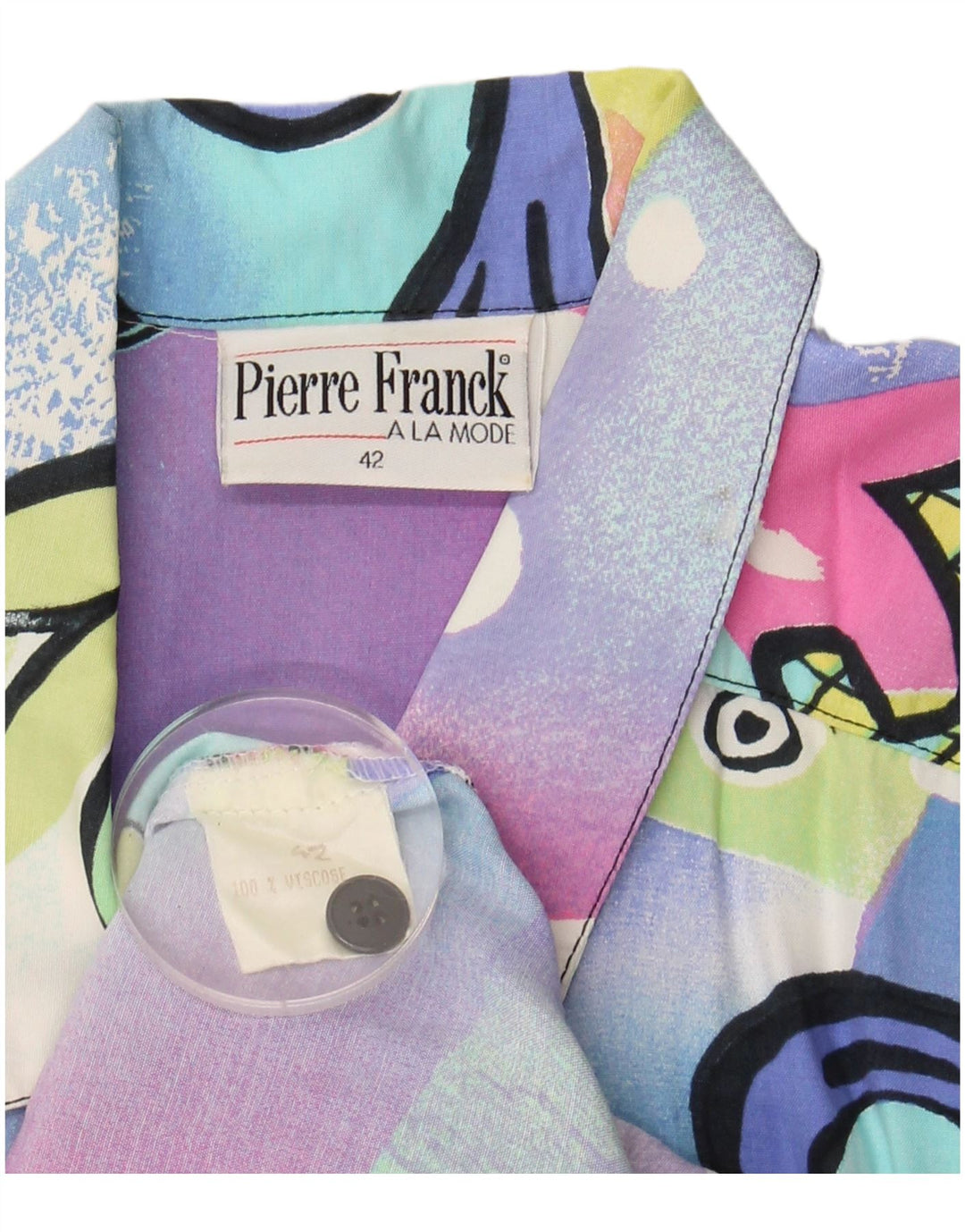 VINTAGE Γυναικείο πουκάμισο αφηρημένο σχέδιο μπλούζα EU 42 Μεγάλη πολύχρωμη