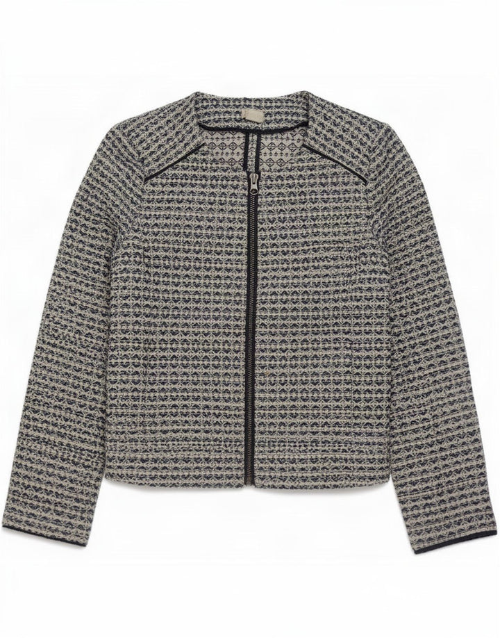 J. Crew Γυναικείο μπουφάν με φερμουάρ UK 6 XS Grey Geometric Polyester