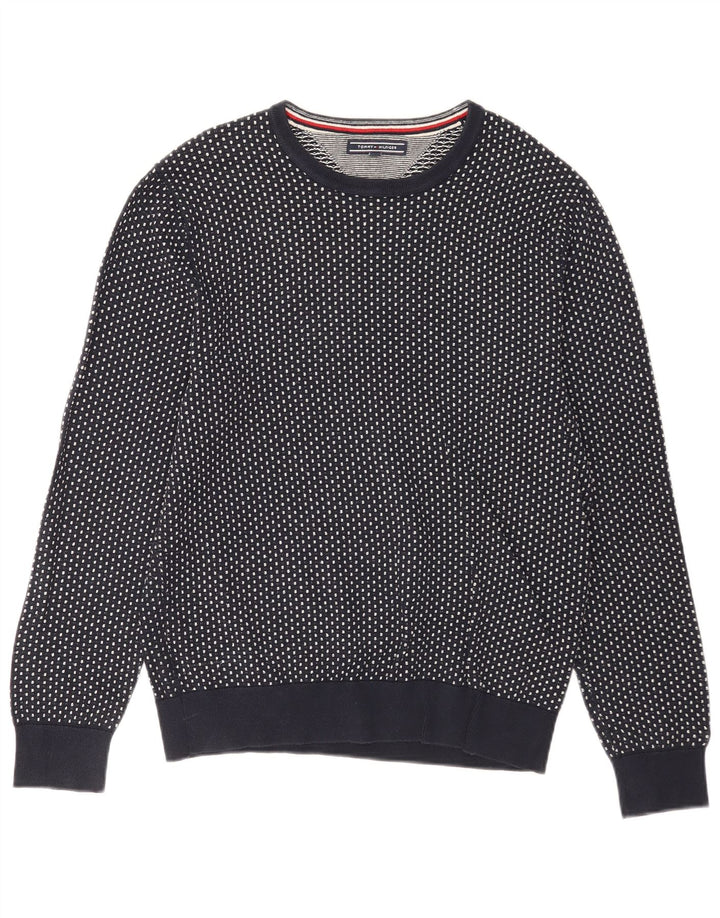 Ανδρικό πουλόβερ με λαιμόκοψη Tommy Hilfiger, μεσαίο μπλε με στίγματα