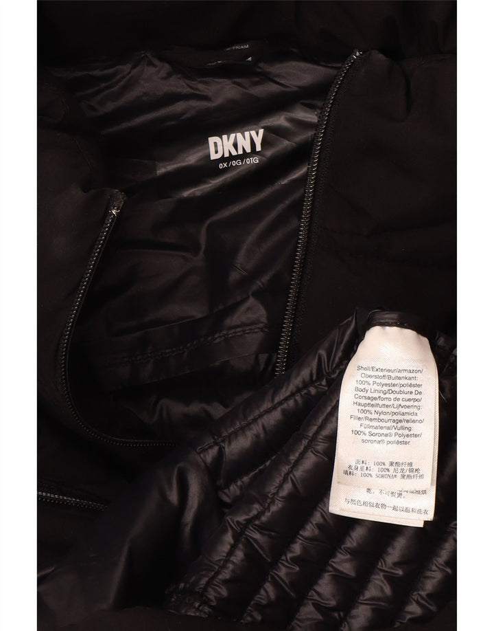 Dkny Γυναικείο παλτό με κουκούλα με επένδυση UK 18 XL μαύρο πολυεστέρα