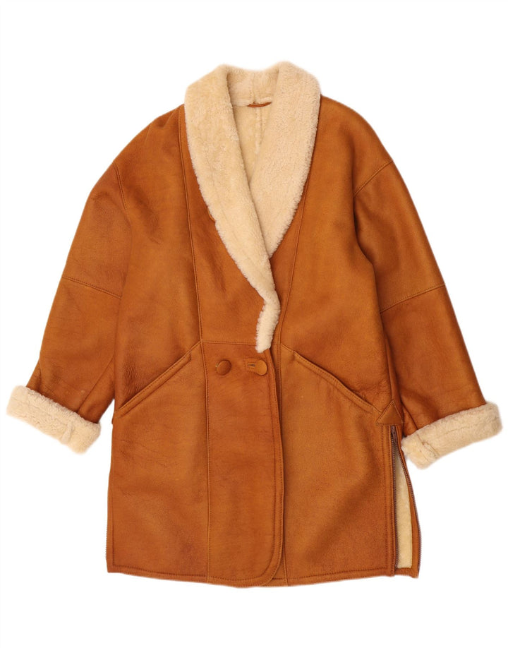 Vintage Γυναικείο Παλτό Shearling UK 14 Μεσαίο Καφέ
