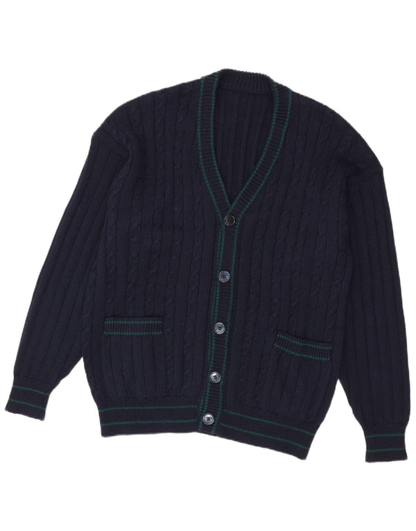 Vintage Mens Cardigan Sweater Medium Navy Blue
