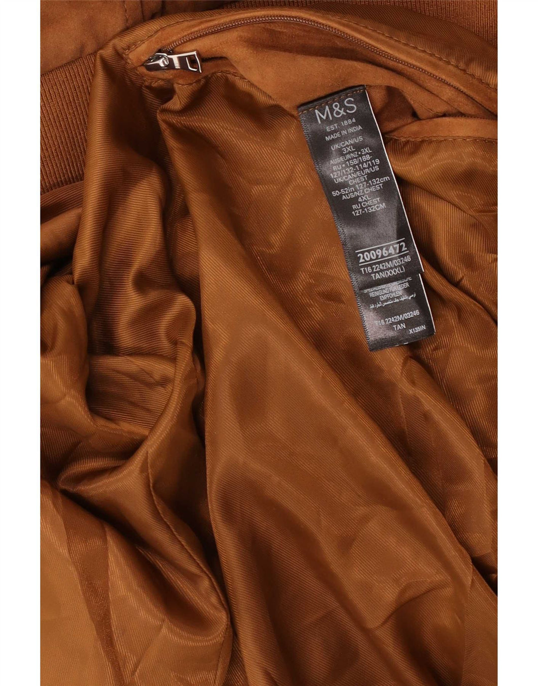 Marks & Spencer Ανδρικό Suede Bomber Jacket UK 46 3XL Καφέ Δερμάτινο