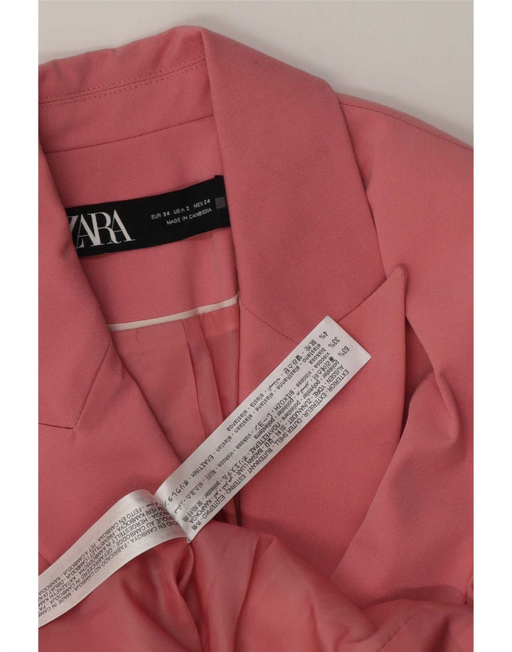 Zara Γυναικείο Μπουφάν σακάκι με 1 κουμπί EU 34 2XS Ροζ Πολυεστέρας