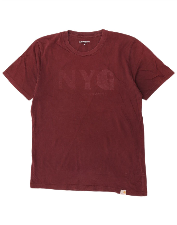 Ανδρικό γραφικό μπλουζάκι Carhartt Top από μεσαίο μπορντό βαμβάκι