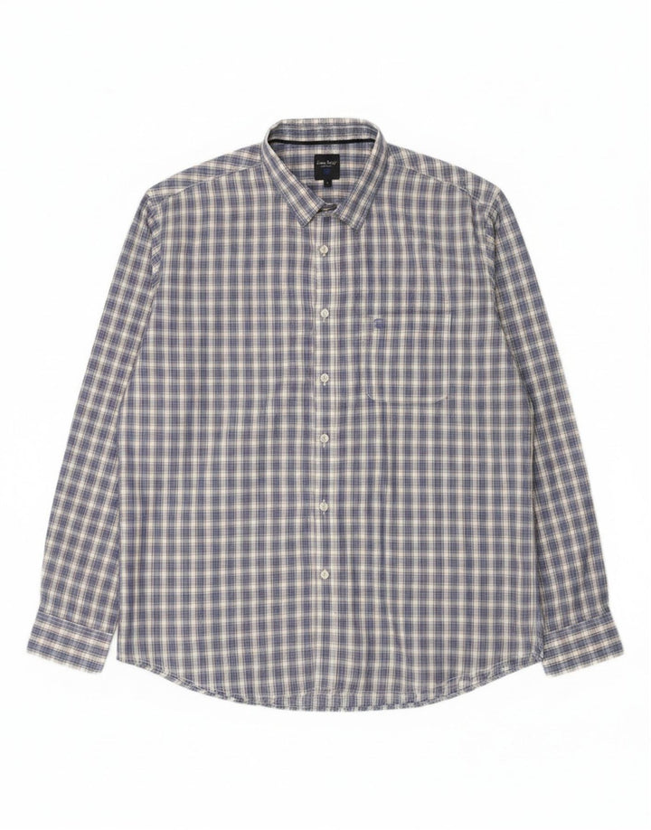 JAMES PRINGLE Mens Shirt Large Blue Check Polyester