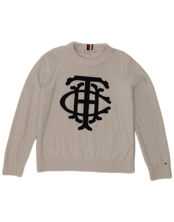 Tommy Hilfiger Γυναικείο πουλόβερ Graphic Crew Neck Jumper UK 16 Large White