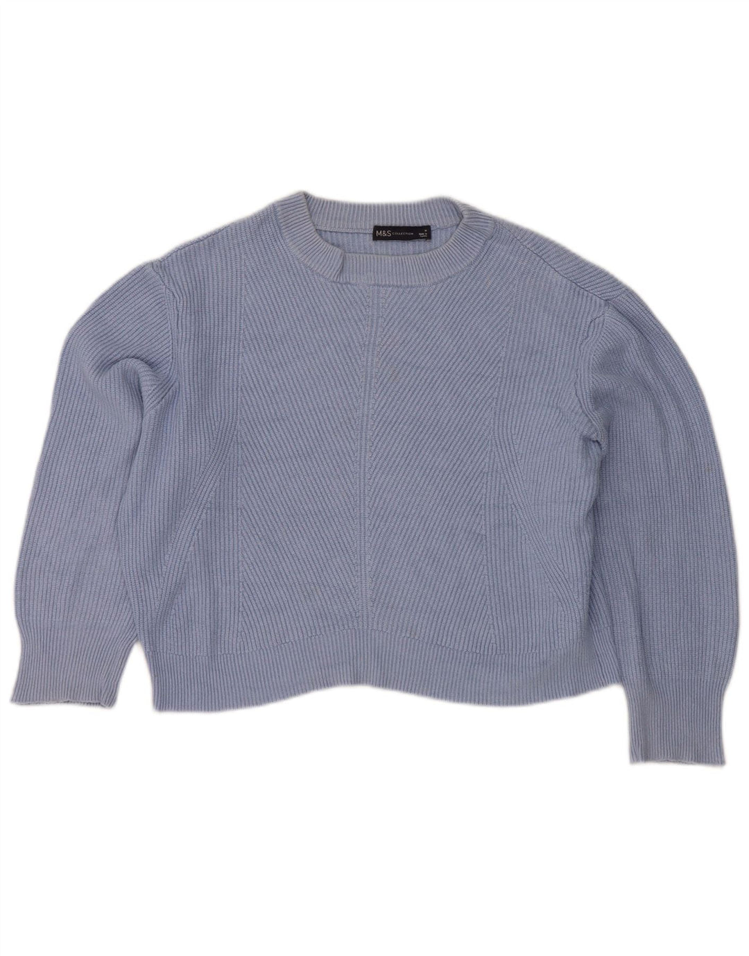 MARKS & SPENCER Γυναικείο πουλόβερ Crop Crew Neck Jumper UK 14 Medium Blue