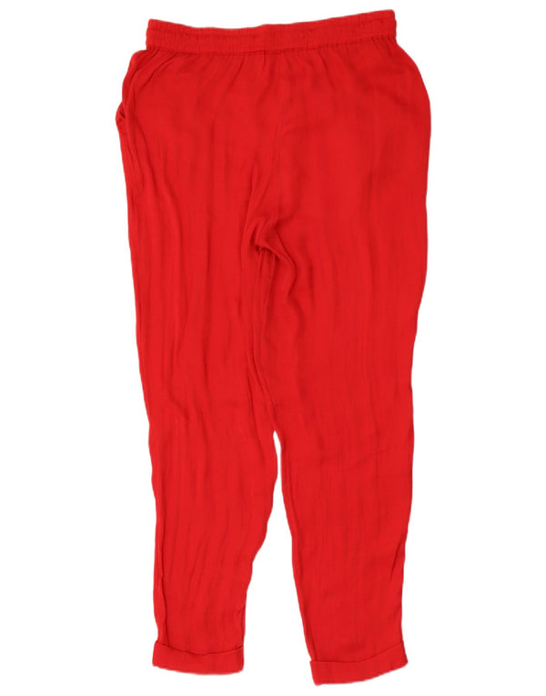 Zara Γυναικείο Trafaluc Cropped Παντελόνι UK 12 Medium W28 L26 Red