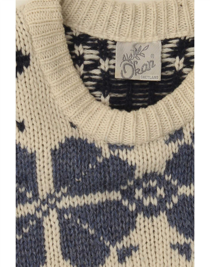 Ανδρικό πουλόβερ Shetland Crew Neck Jumper Large Off White Fair Isle