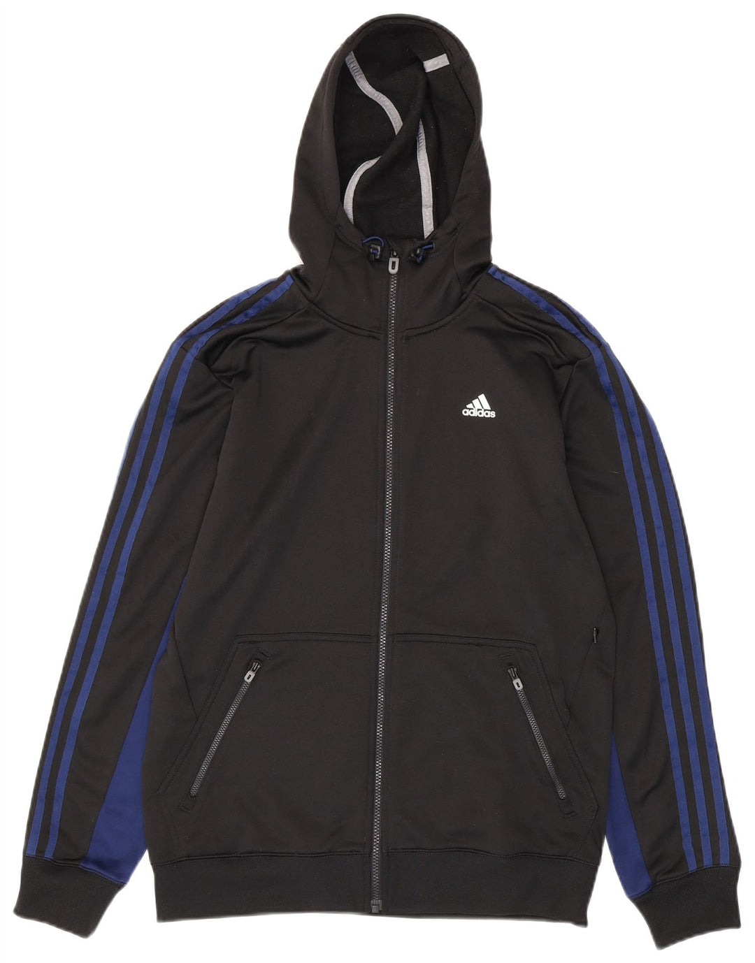 Ανδρικό πουλόβερ ADIDAS Climalite με φερμουάρ με κουκούλα μεσαίου μαύρου χρώματος