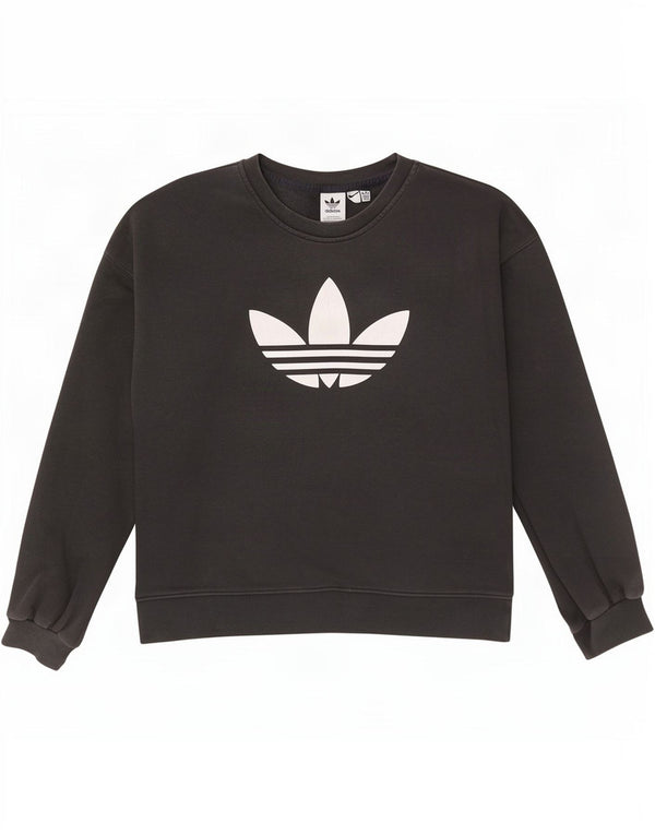 Adidas Γυναικεία γραφική μπλούζα μεγάλου μεγέθους Jumper UK 16 μεγάλο μαύρο βαμβακερό