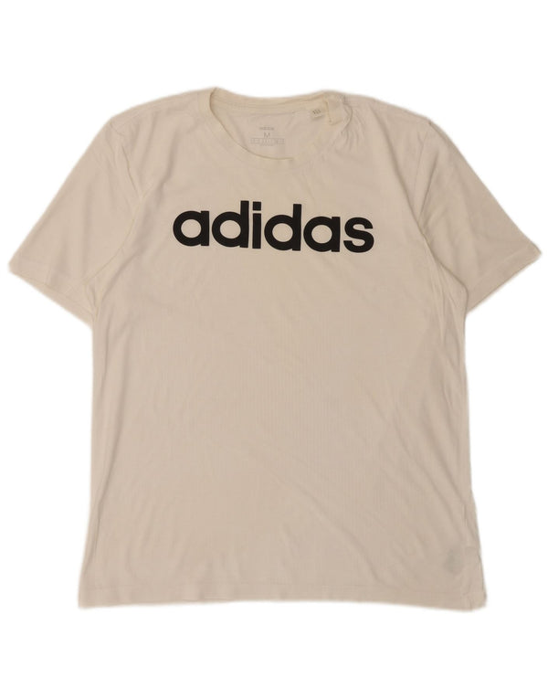 Ανδρικό γραφικό T-Shirt Adidas Top από μεσαίο λευκό βαμβακερό