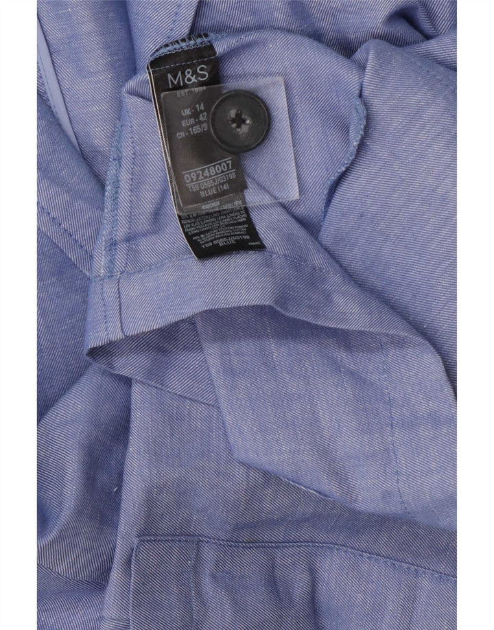Marks & Spencer Γυναικείο Μπλέιζερ με 2 Κουμπιά Μπουφάν UK 14 Μεγάλο Μπλε Λινό