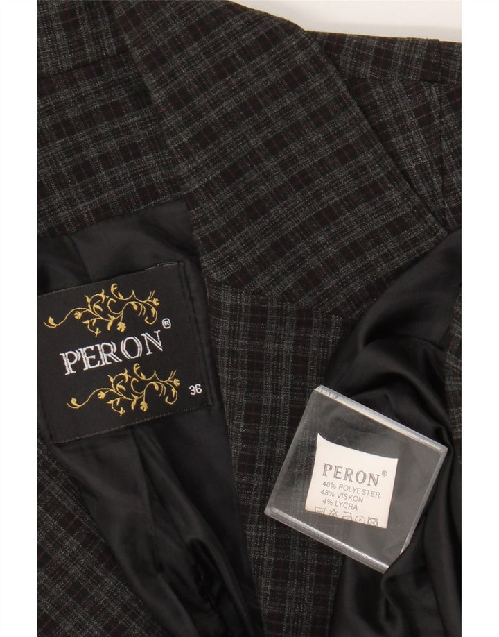 Vintage γυναικείο μπουφάν μπλέιζερ EU 36 Small Grey Check Polyester