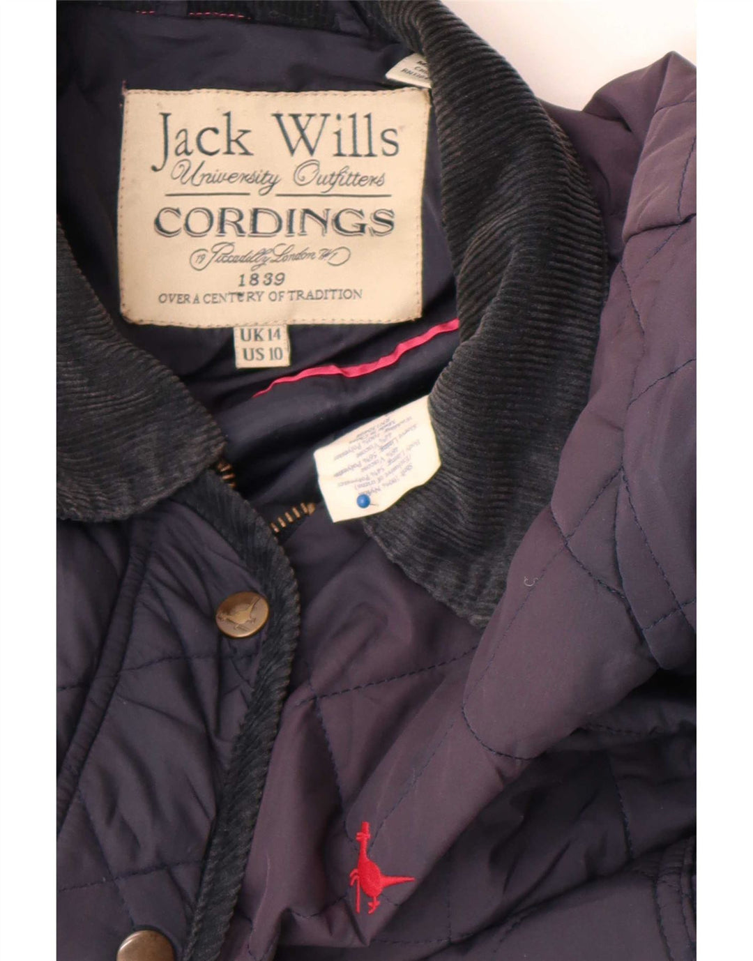 Jack Wills Γυναικείο καπιτονέ μπουφάν UK 14 Large Navy Blue Nylon