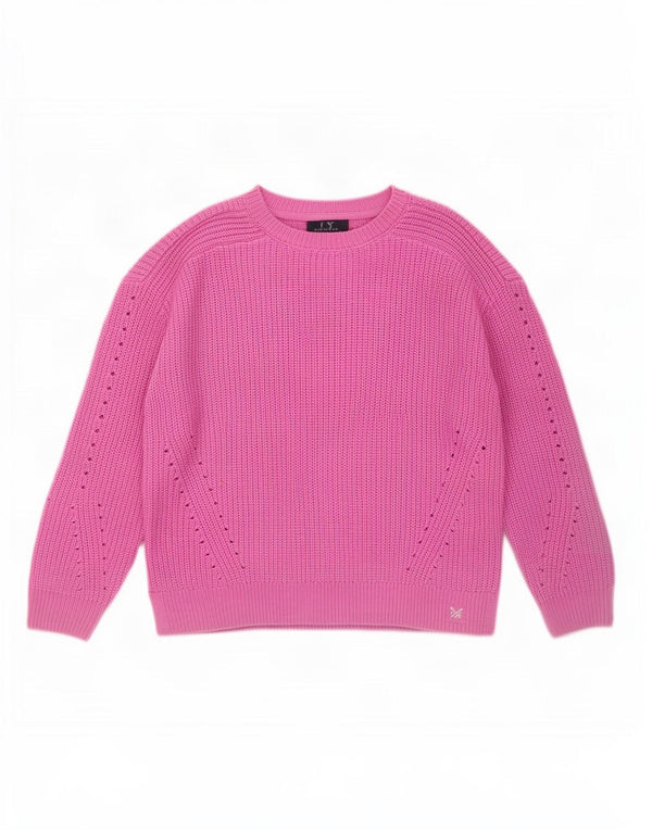 Crew Clothing Γυναικείο πουλόβερ με λαιμό σκακιέρα UK 14 μεγάλο ροζ ακρυλικό